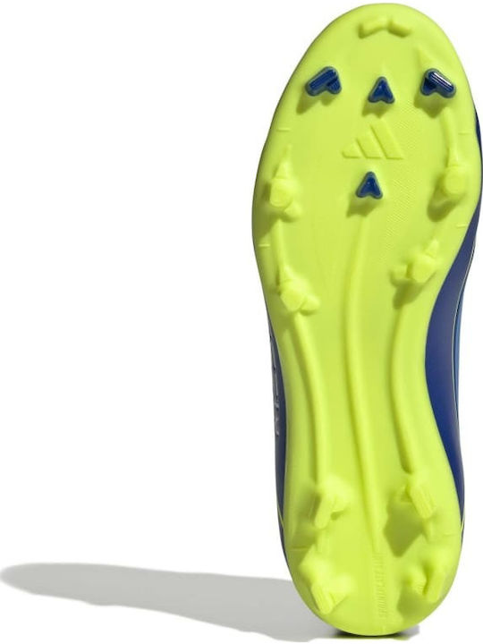 F50 Messi League FG MG Kids Soccer Cleats with Molded Outsole Royal Blue Solar Yellow and Semi Blue Burst
