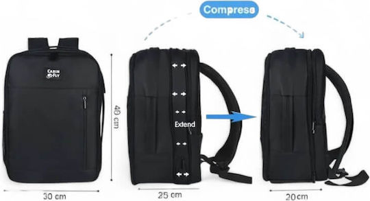 CabinFly Pacemaker Sack Voyage Back 30lt Black Fabric L40xW20xH30cm