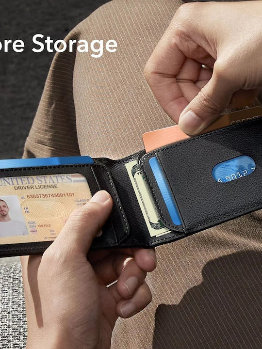 Classic Geo Δερμάτινο Ανδρικό Πορτοφόλι Καρτών με RFID Μαύρο