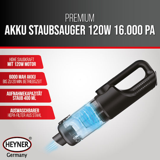 Heyner Car Handheld Vacuum Dry Vacuuming with Power 120W Rechargeable 12V