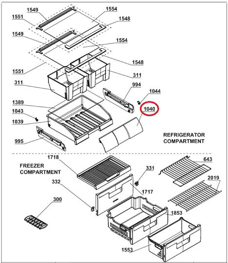 Refrigerator Schubladenabdeckung Zone 0c C00895800 Arctic Beko 4312910100