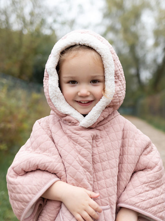 Παιδικό Casual Μπουφάν Μακρύ με Κουκούλα Blush Vintage Pink