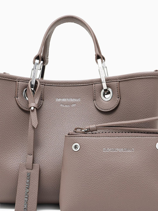 Deer Print Women's Bag Shopper Shoulder Beige