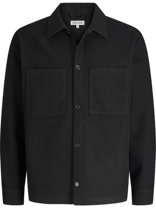 Langärmeliges Overshirt in Enge Passform Schwarz