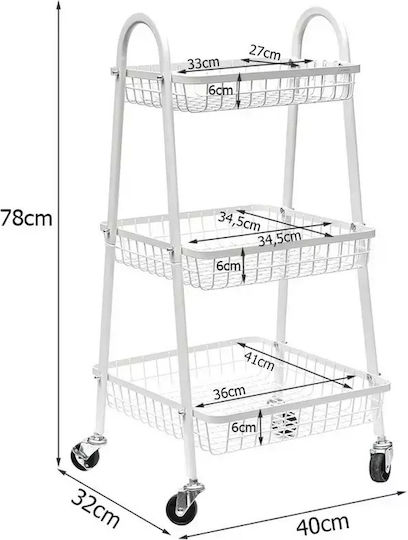 Verk Group Verk Group Metallisches Küchenwagen Mit 3 Ebenen Schwarze 40x32x78cm
