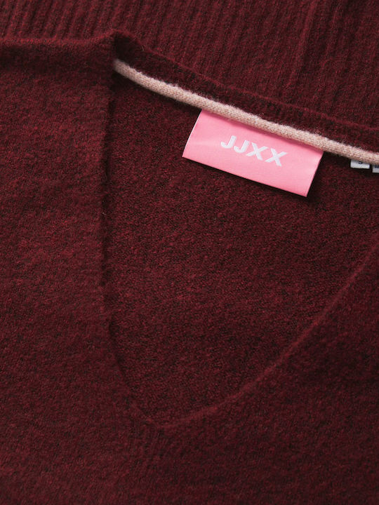 Damen Pullover mit V-Ausschnitt Burgundisch