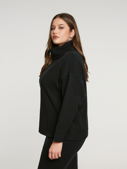 Women's Long Sleeve Sweater Turtleneck Black