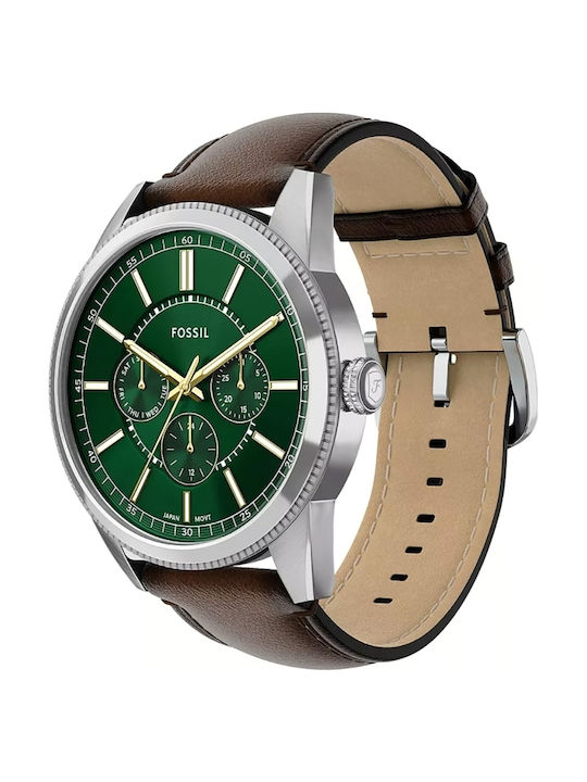 Fossil Multifunction Ceas Barbatesc 42mm cu Baterie cu Brățară din Metal Maro