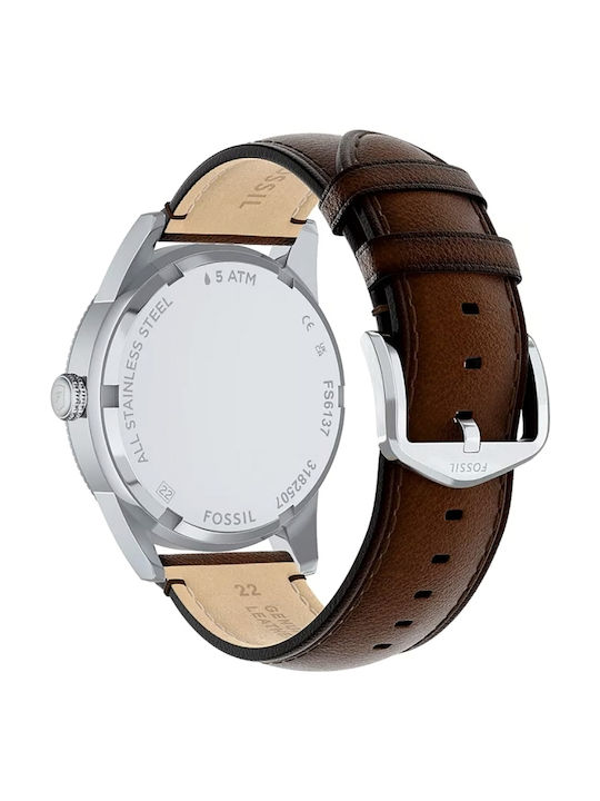 Fossil Multifunction Ceas Barbatesc 42mm cu Baterie cu Brățară din Metal Maro