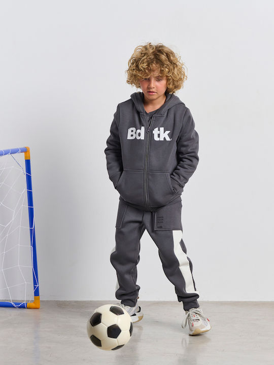 Kids Sweatshirt Fleece Hooded Cardigan with Pockets Grey