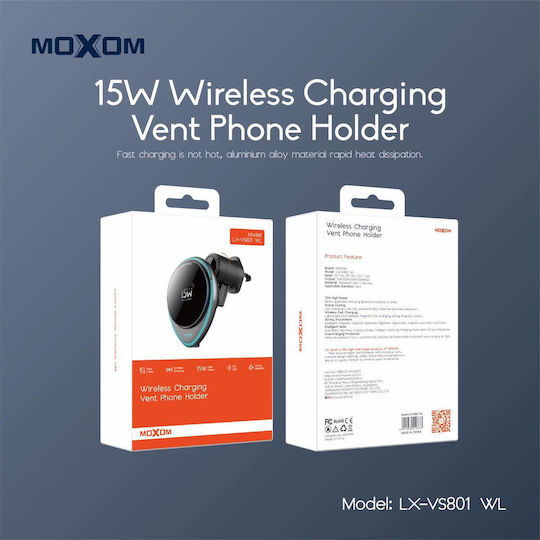 Moxom Lx-vs801 Wl Car Mobile Mount with Magnet and Wireless Charging Blue