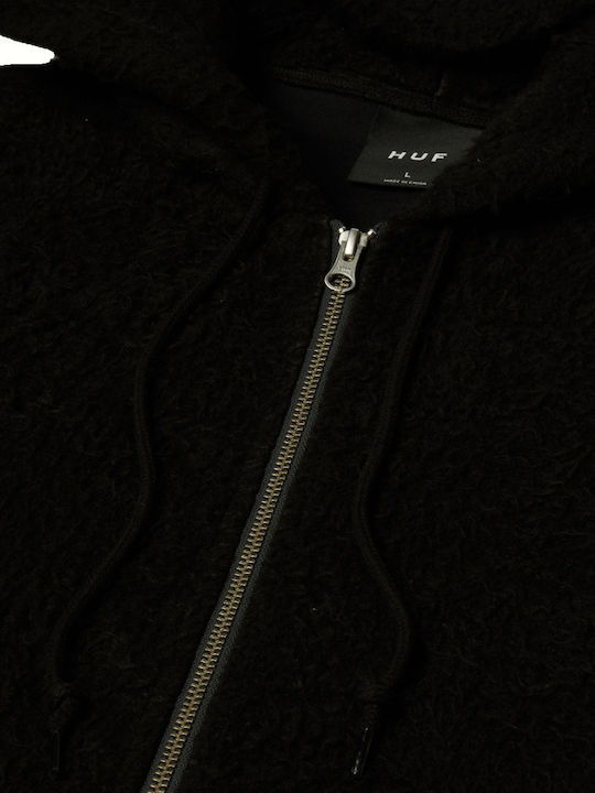 Corso Ανδρική Ζακέτα Fleece με Κουκούλα Μαύρη