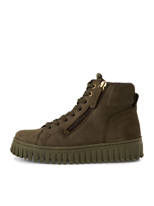 Leather Women's Ankle Boots Olive