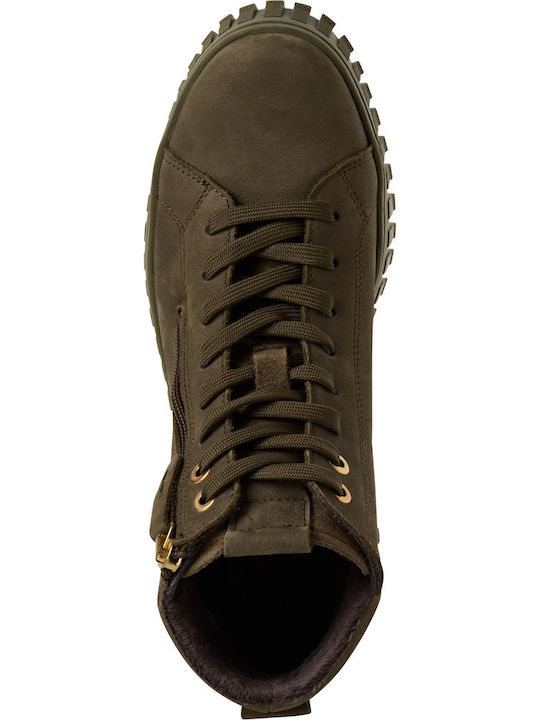 Leather Women's Ankle Boots Olive