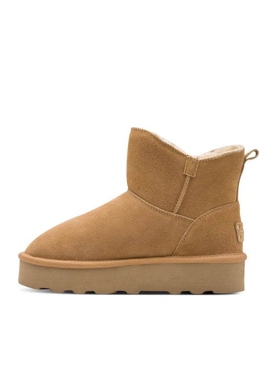 Suede Women's Ankle Boots Tabac Brown