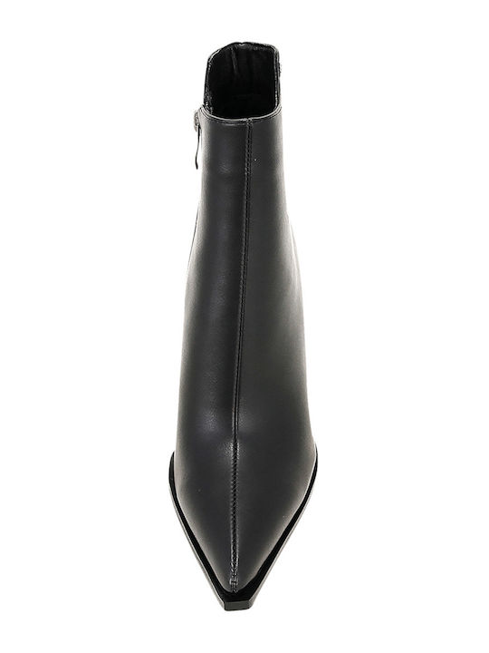 Teeta Leather Women's Ankle Boots with High Heel Black
