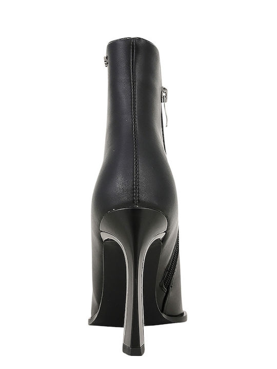 Teeta Leather Women's Ankle Boots with High Heel Black