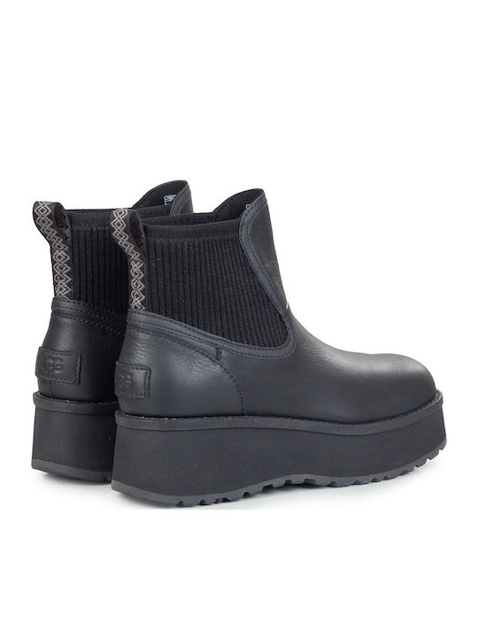 Leder Damen Chelsea Stiefeletten Schwarz