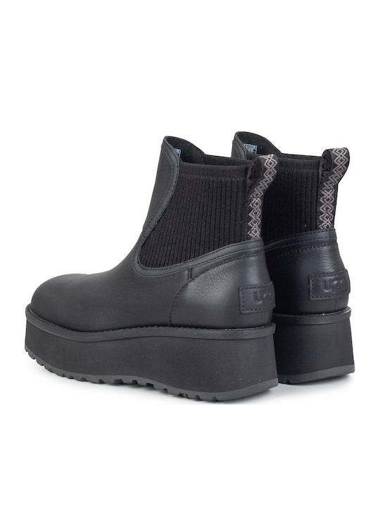 Leder Damen Chelsea Stiefeletten Schwarz