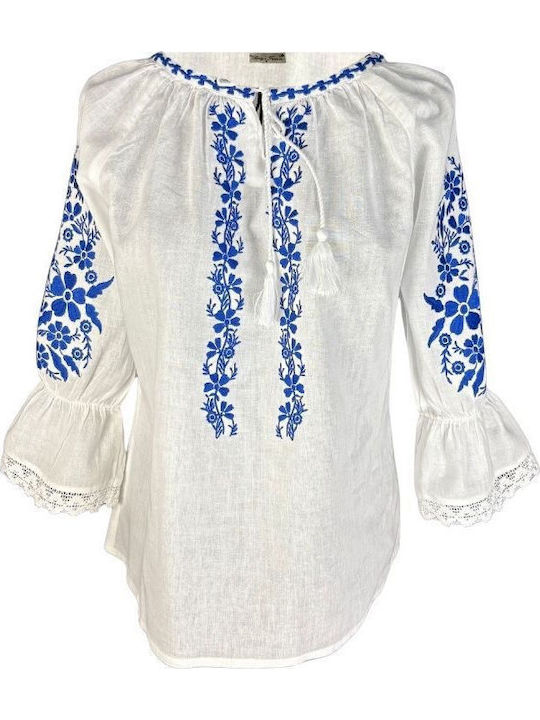 Kids' Shirt Long Sleeve White, Blue
