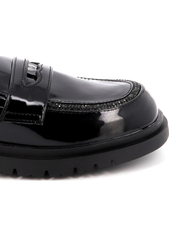 Girls Patent Leather Moccasins Black