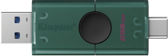 Kingston Datatraveler 256GB USB 3.2 Stick with USB-A & USB-C Connection Green