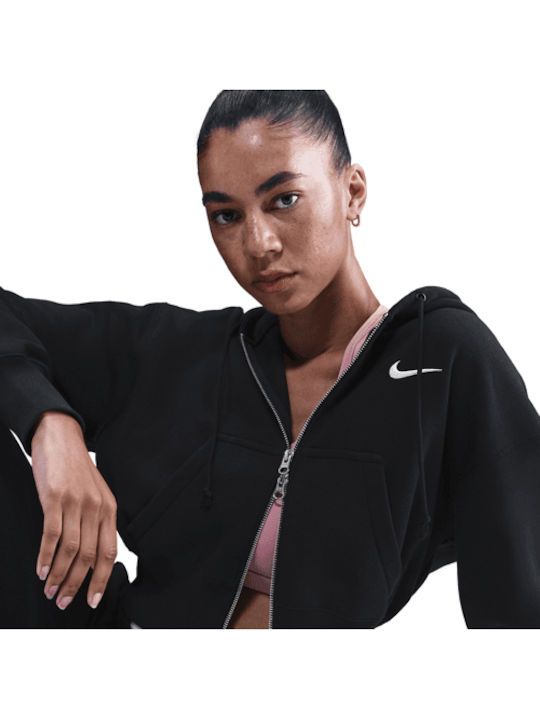 Dri-Fit Cropped Women's Hoodie Sweatshirt Black