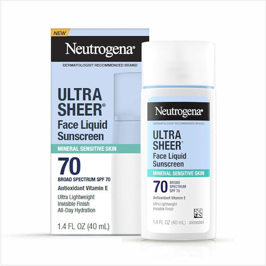 Neutrogena Ultra Sheer Face Liquid Wasserdicht Sonnenschutz Gesicht SPF70 40ml
