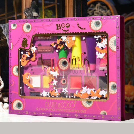 Set Pictură pe Față Kevin Coco Halloween 12 Culori 3 Rujuri 4 Tuburi de Vopsea 25.5 X 20.5 X 2.6 Cm Multicolor