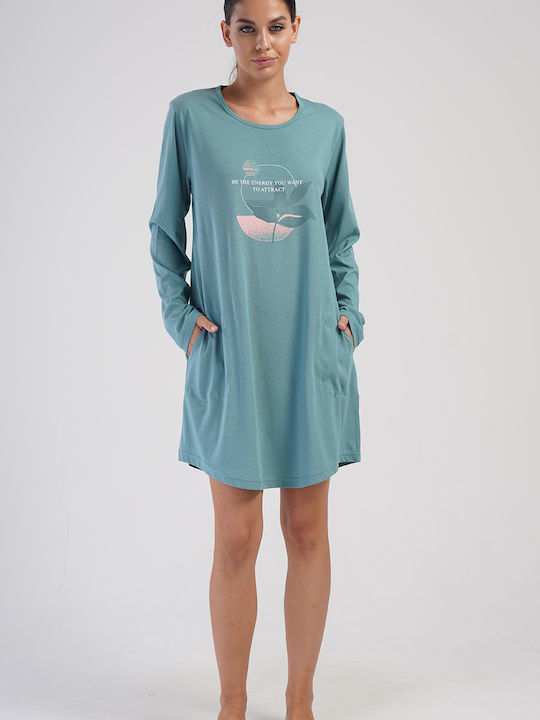 Vienetta Secret Winter Women's Nightdress Petrol Blue