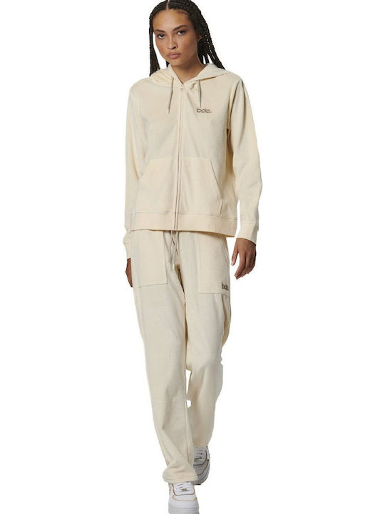 Jogginghose Samt Ecru
