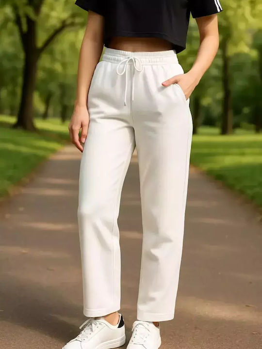 Noce – High Waist Sweatpants Wide White