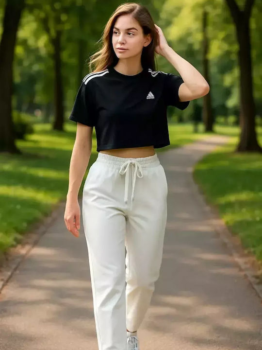 Noce – High Waist Sweatpants Wide White