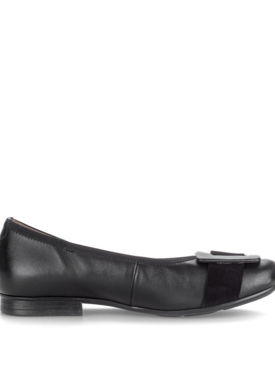 Lederne Damen Ballerinas in Schwarz Farbe