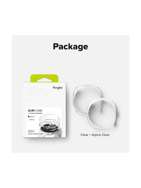 Ringke 2-Pack Калъф Силикон със закалено стъкло Clear / Alpine Clear за Galaxy Watch 8 / 9 40 мм