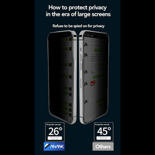 Anank 2.5D 2x Reinforced Privacy Screen Protector iPhone 16 Black