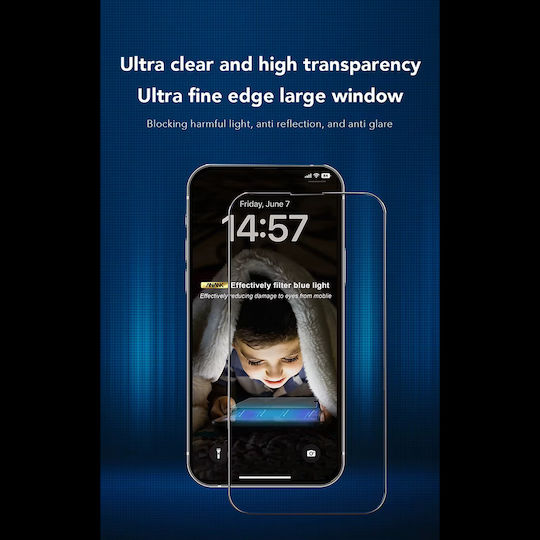 Anank 2.5d Anti-blue Light Screen Protector Iphone 15 Pro Black