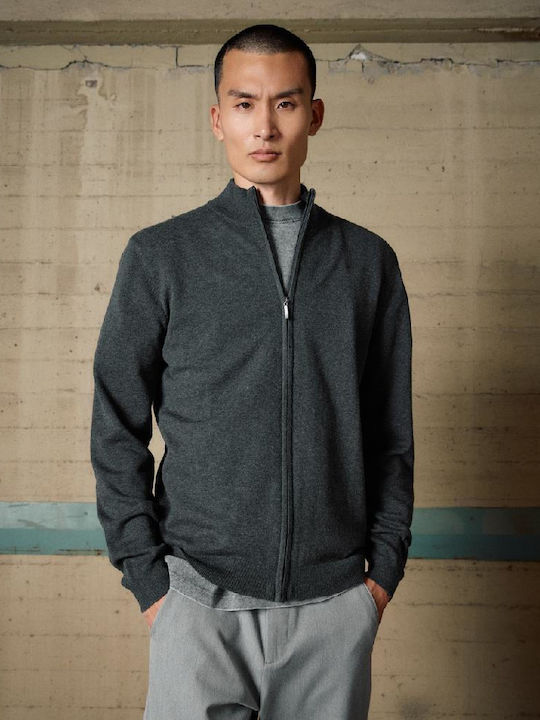 Men's Knitted Cardigan Dk Grey