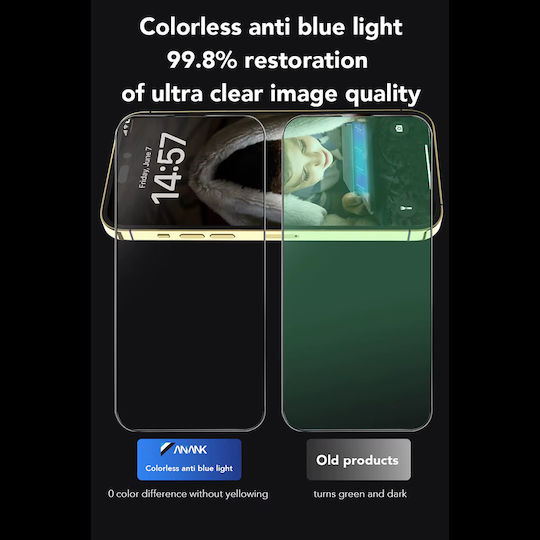 Anank 2.5d Anti-blue Light Screen Protector Iphone 15 Black
