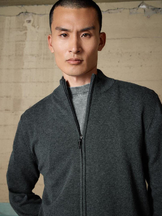 Men's Knitted Cardigan Dk Grey