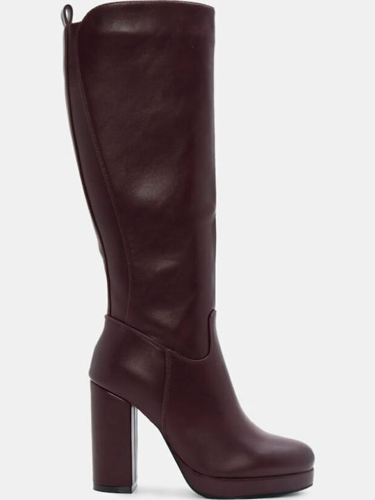 Damenstiefel mit Gummizug Burgundisch