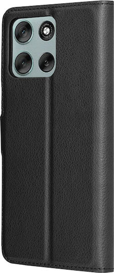 Techsuit Folio Brieftasche Leder / Silikon Schwarz (Moto G56)