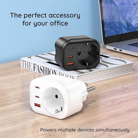 Havit Φορτιστής Χωρίς Καλώδιο με Θύρα USB-A και 2 Θύρες USB-C 30W Μαύρος (UC142)