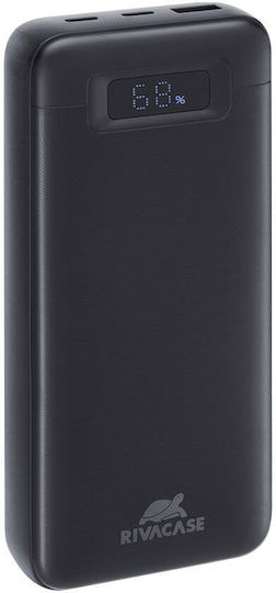 Rivacase VA1082 Power Bank 20000mAh 65W с USB-A порт и 2 USB-C порта Черен