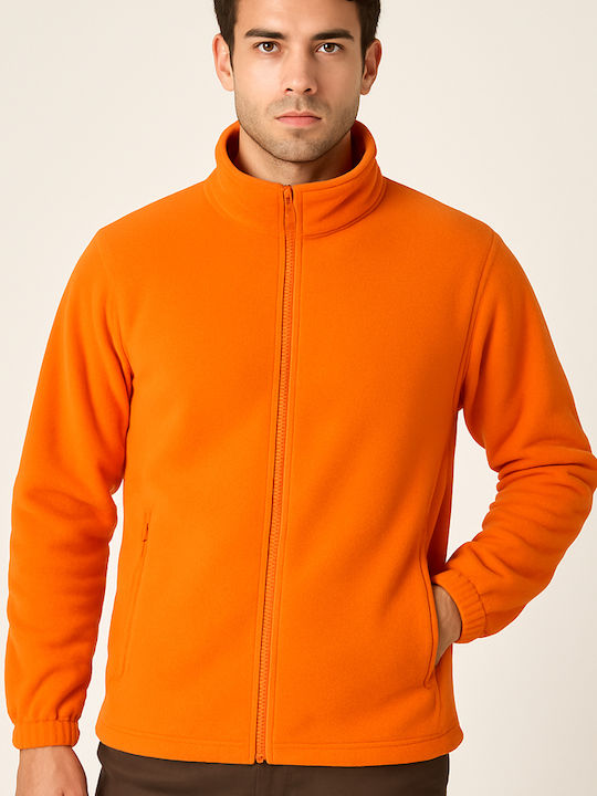 Fleece Γυναικεία Ζακέτα με Φερμουάρ Πορτοκαλί