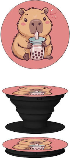 Capybara Bubble Tea Phone Holders Stand Μαύρη Βάση Στήριξης Κινητού Στο Χέρι