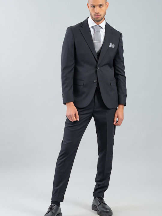 Men's Suit with Vest Black