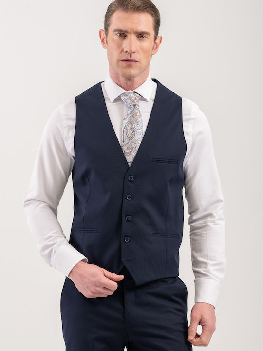 Men's Groom's Suit with Vest Slim Fit Blue 100-25-Rossi