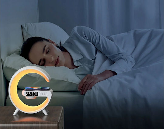 Verk Group Tabletop Digital LED Clock Plastic with Alarm Clock Radio and Wireless Charging
