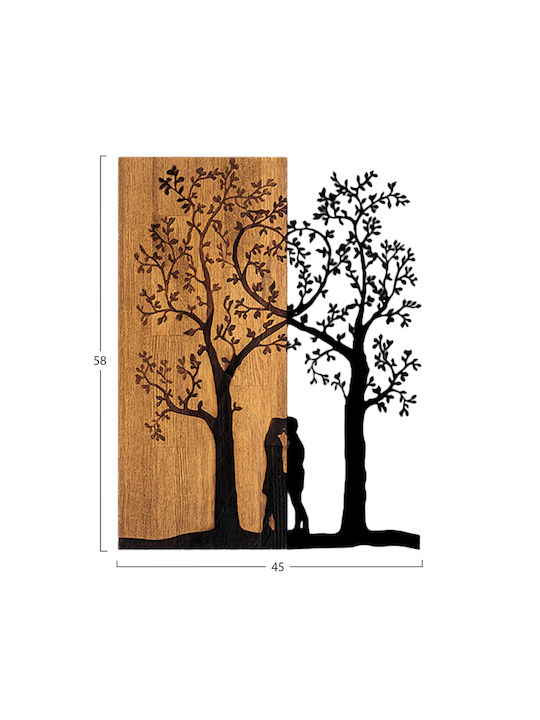 HomeMarkt 3D Mixed Art Black Wooden Wall Decor 45x3x58cm